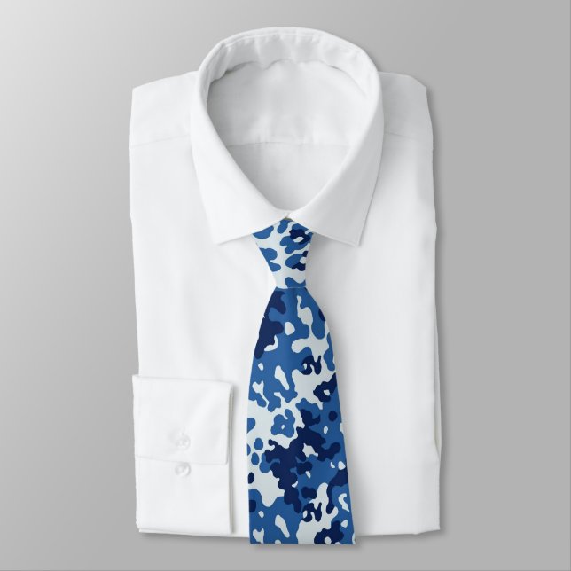 Digital Blue Camouflage Tie (Tied)