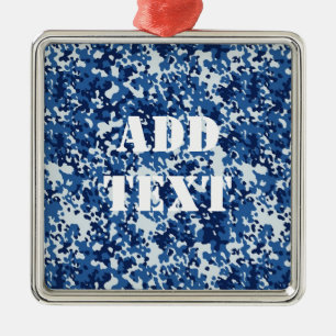 Digital Blue Military Pattern Metal Tree Decoration