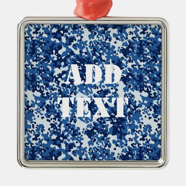 Digital Blue Military Pattern Metal Tree Decoration (Front)