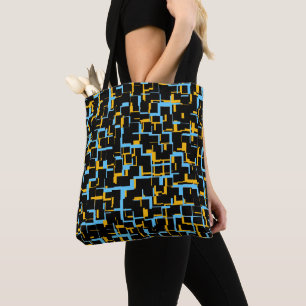 Digital Camo Black Blue Yellow Pattern Tote Bag