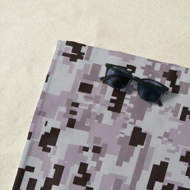 Digital Camo – Black-Grey LG camo pattern Beach Towel (In Situ)