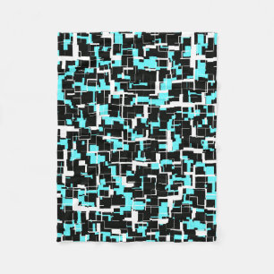 Digital Camo Black White Blue Pattern Fleece Blanket
