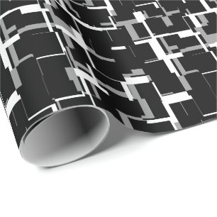Digital Camo Black White Grey Grey Pattern  Wrapping Paper