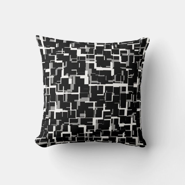 Digital Camo Black White Grey Pattern Cushion (Front)