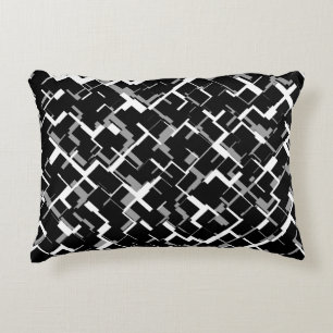 Digital Camo Black White Grey Pattern Decorative Cushion