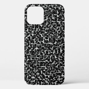 Digital Camo Black White Pattern iPhone 12 Case