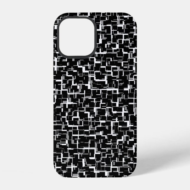 Digital Camo Black White Pattern iPhone Case (Back)
