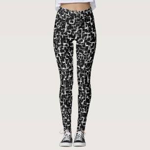 Digital Camo Black White Pattern Leggings