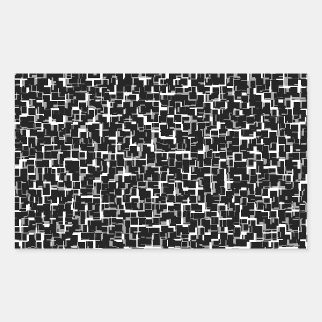 Digital Camo Black White Pattern Rectangular Sticker (Front)
