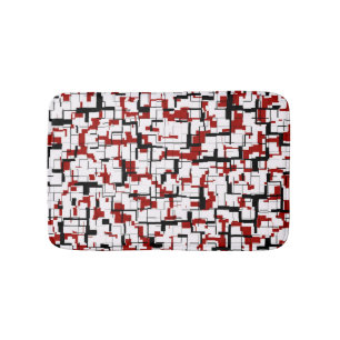 Digital Camo Black White Red Pattern Bath Mat