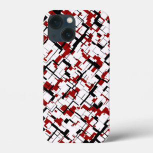 Digital Camo Black White Red Pattern iPhone 13 Mini Case