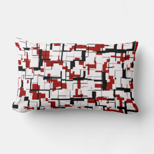 Digital Camo Black White Red Pattern Lumbar Cushion