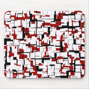 Digital Camo Black White Red Pattern Mouse Pad