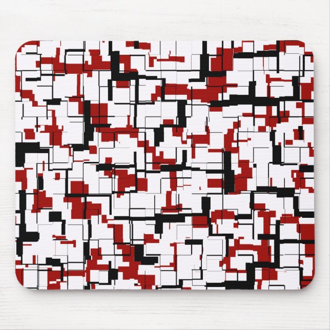 Digital Camo Black White Red Pattern Mouse Pad (Front)