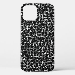 Digital Camo Black White Yellow Pattern iPhone 12 Case