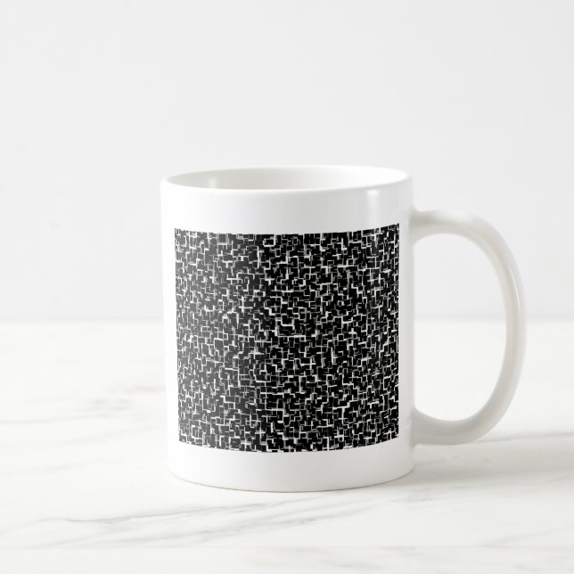 Digital Camo Black White Yellow Pattern Coffee Mug (Right)