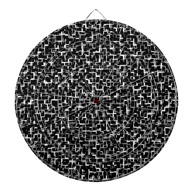 Digital Camo Black White Yellow Pattern Dartboard (Front)