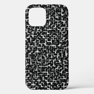 Digital Camo Black White Yellow Pattern iPhone Case