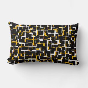 Digital Camo Black White Yellow Pattern Lumbar Cushion