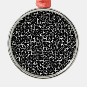 Digital Camo Black White Yellow Pattern Metal Ornament