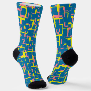 Digital Camo Blue Yellow Pink Pattern Socks