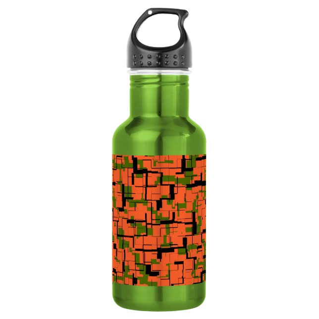 Digital Camo Green Orange Black Pattern 532 Ml Water Bottle (Front)