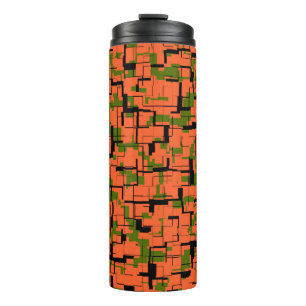 Digital Camo Green Orange Black Pattern Thermal Tumbler