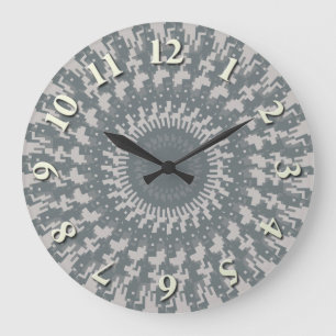 Digital Camo Kaleidoscope Large Clock