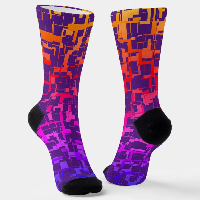 Digital Camo Rainbow Colourful Pattern Socks (Angled)