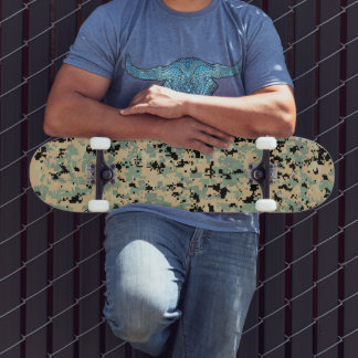 Digital Camo – Tan-Green MED camo pattern Skateboard