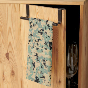 Digital Camo – Tan-Green SM camo pattern Tea Towel
