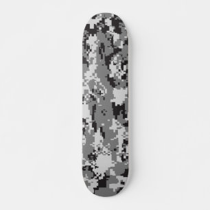Digital Camouflage Black and White Skateboard
