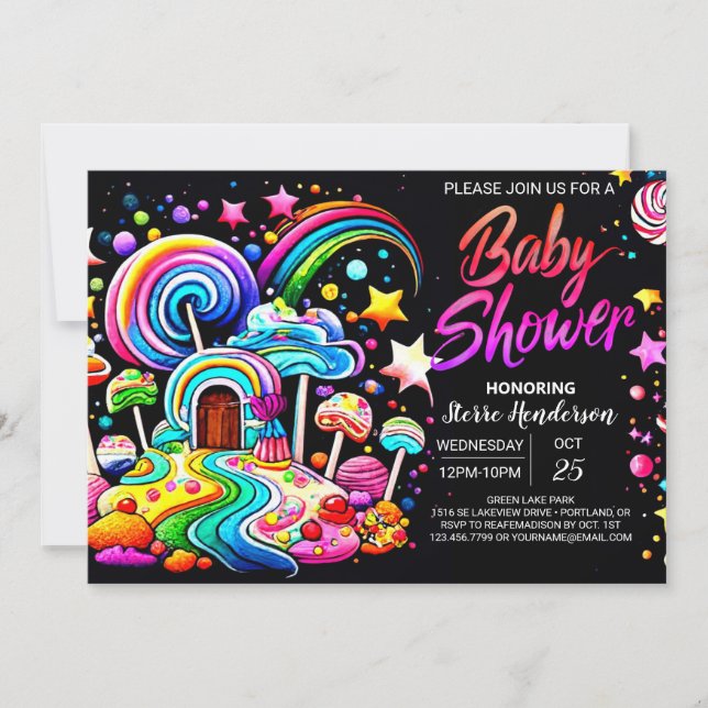 Digital Candyland Baby Shower Invitation (Front)