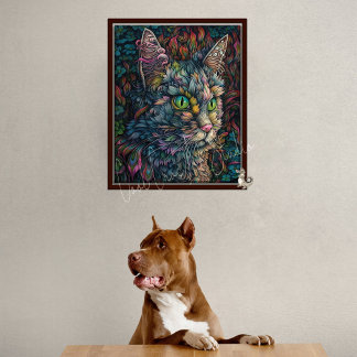 Digital Cat Wall Art-Beautiful Calico Cat Portrait Poster