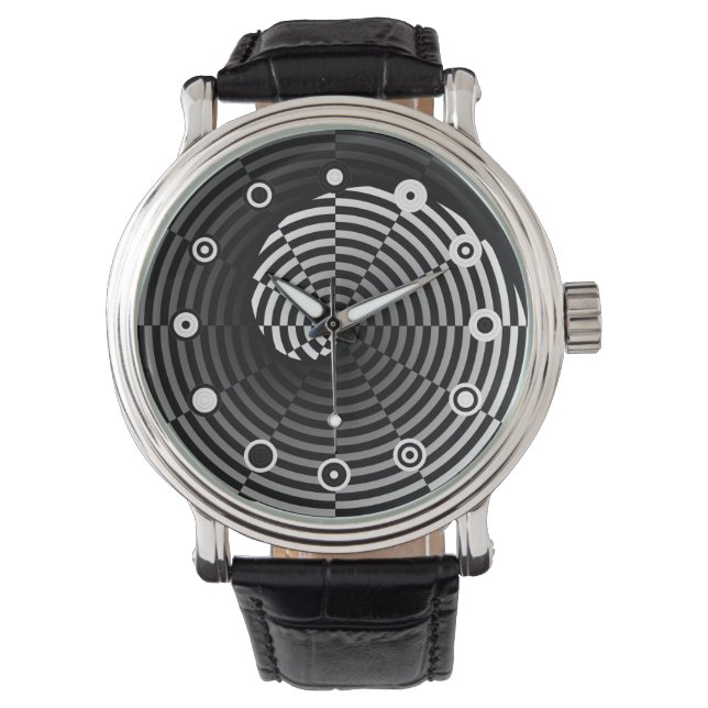Digital Chequered Yin Yang(Binary)by Kenneth Yonci Watch (Front)