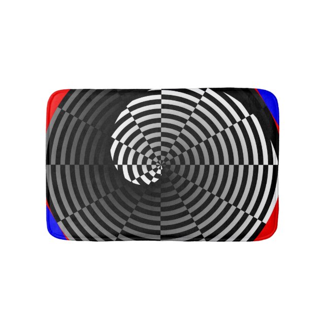 Digital Chequered Yin Yang by Kenneth Yoncich Bath Mat (Front)