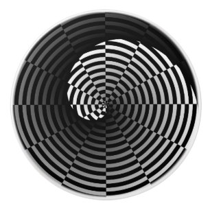 Digital Chequered Yin Yang by Kenneth Yoncich Ceramic Knob