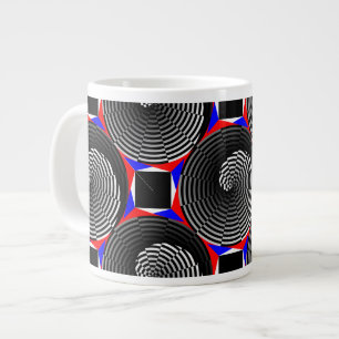 Digital Chequered Yin Yang by Kenneth Yoncich Large Coffee Mug