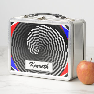 Digital Chequered Yin Yang by Kenneth Yoncich Metal Lunch Box