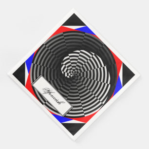 Digital Chequered Yin Yang by Kenneth Yoncich Napkin