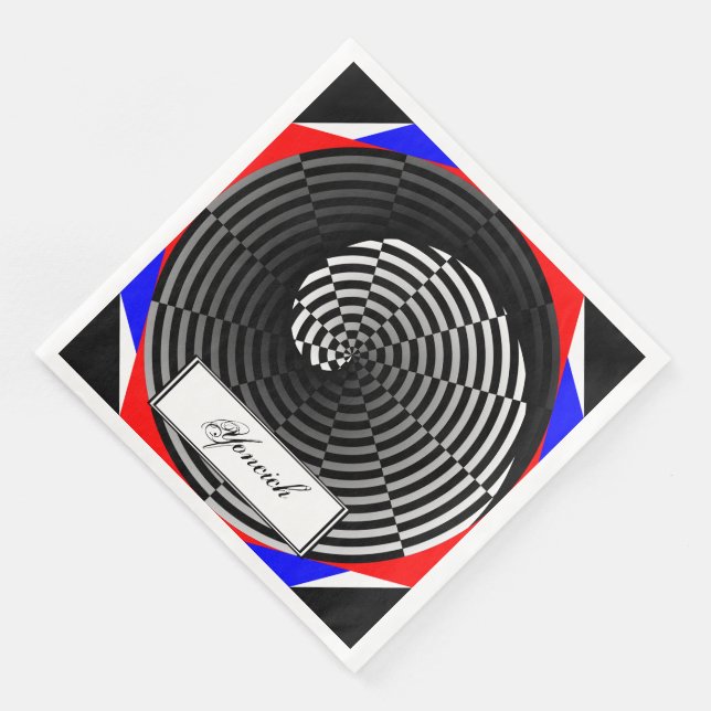 Digital Chequered Yin Yang by Kenneth Yoncich Napkin (Corner)