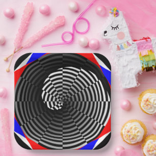 Digital Chequered Yin Yang by Kenneth Yoncich Paper Plate