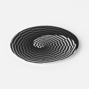 Digital Chequered Yin Yang by Kenneth Yoncich Paper Plate