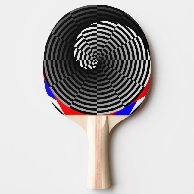 Digital Chequered Yin Yang by Kenneth Yoncich Ping Pong Paddle (Front)