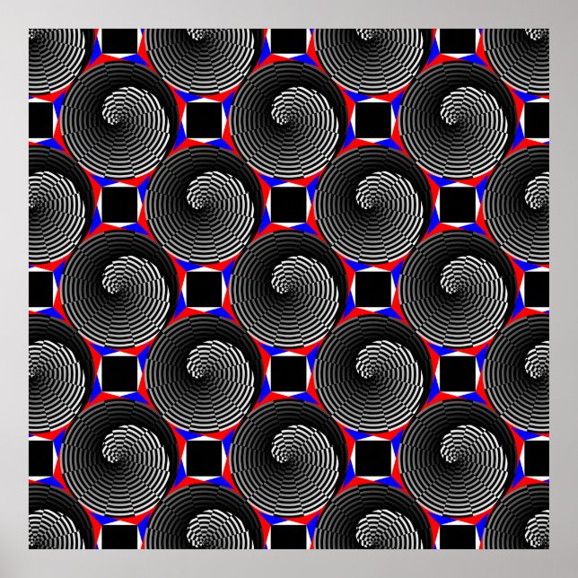 Digital Chequered Yin Yang by Kenneth Yoncich Poster (Front)