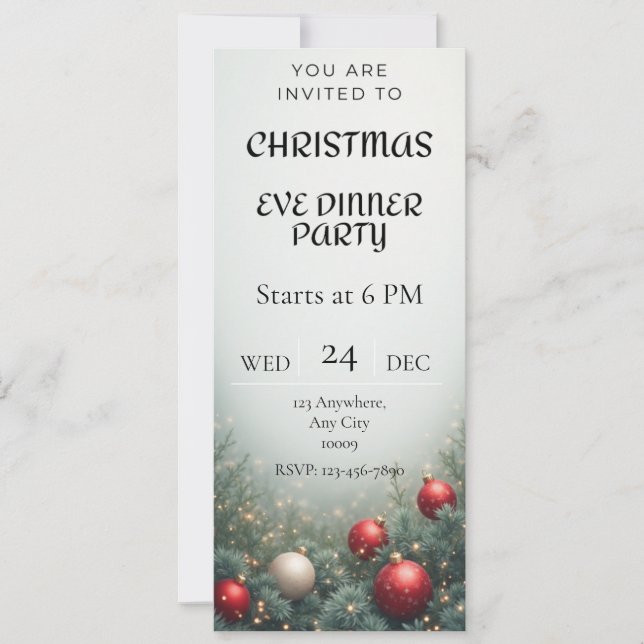Digital Christmas Eve Dinner party Invitation (Front)