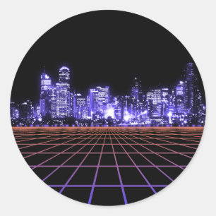 Digital City Grid Classic Round Sticker