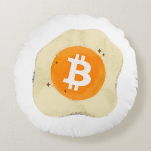 Digital Coin Egg Abstract Illustration Modern Yell Round Cushion