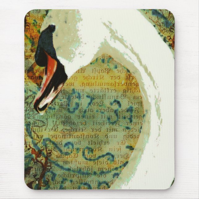Digital Collage Swan Mouse Pad (Front)