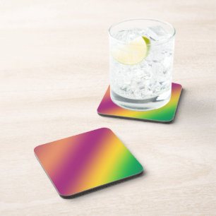 digital colour patches, purple, yellow and green. coaster